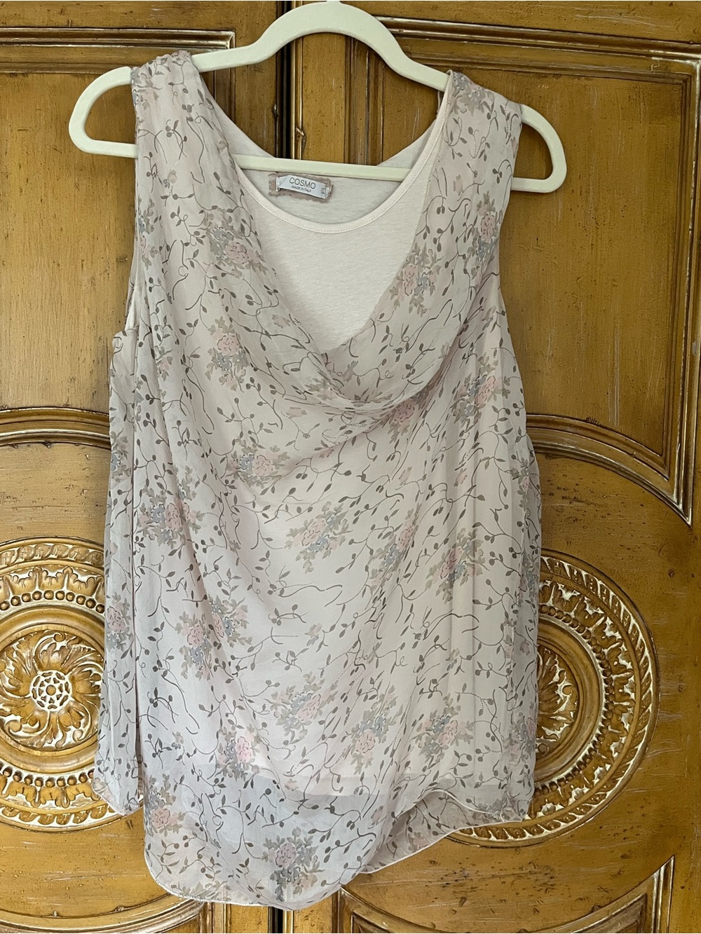 COSMO Cream Floral Cowl Neck Camisole